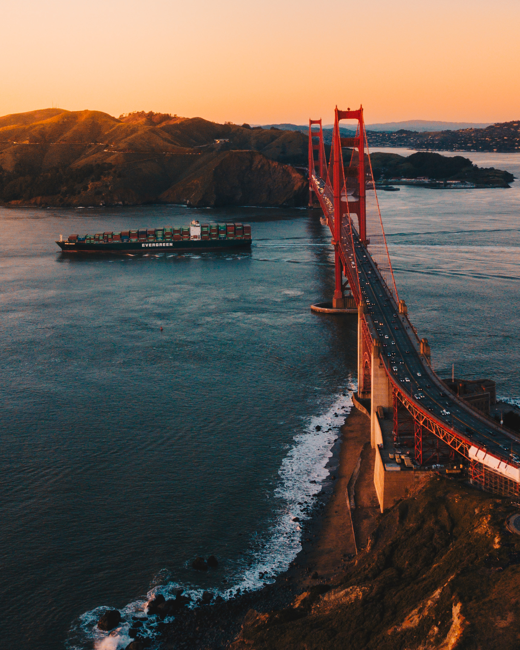 Photo du Golden Gate prise un Drone FPV